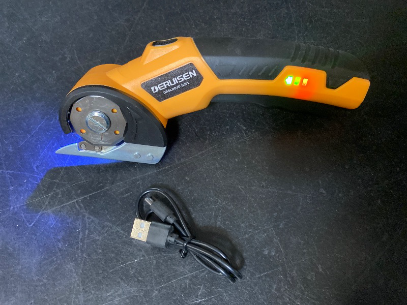 Photo 1 of Cordless Electric Scissors, Power Cardboard Cutter with Safety Lock - Yellow