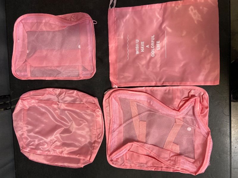 Photo 1 of 8 Set Packing Cubes for Suitcases, kingdalux Blue Travel Luggage Packing Organizers with Laundry Bag, Compression Storage Shoe Bag, Clothing Underwear Bag, for Women & Man

