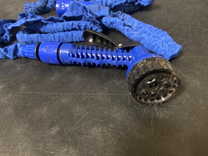 Photo 1 of 25ft Blue Expandable Garden Hose w/ Spray Nozzle