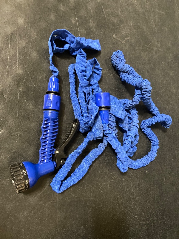 Photo 1 of 25ft Blue Expandable Garden Hose w/ Spray Nozzle