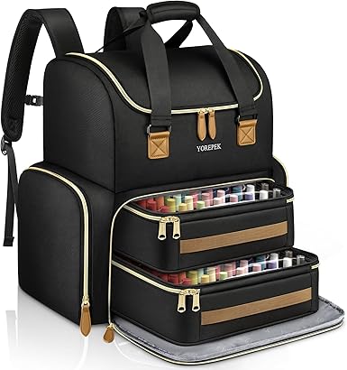 Photo 1 of YOREPEK Extra Large Nail Polish Organizer Case Backpack Holds 96 to 100+ Bottles(15ml/0.5 fl.oz) UV Nail Lamp,Nail Organizers and Storage with 2 Removable Pouches Fits Nail Stuff,Gift for Manicurist