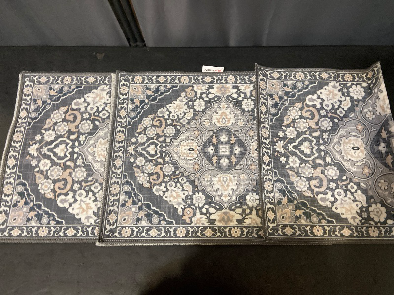 Photo 1 of HEBE Farmhouse Kitchen Rugs Sets of 3 Non Slip Washable Boho Kitchen Rugs and Mats for Floor Kitchen Runner Rug Floor Carpet for Kitchen, Laundry, Hallways
