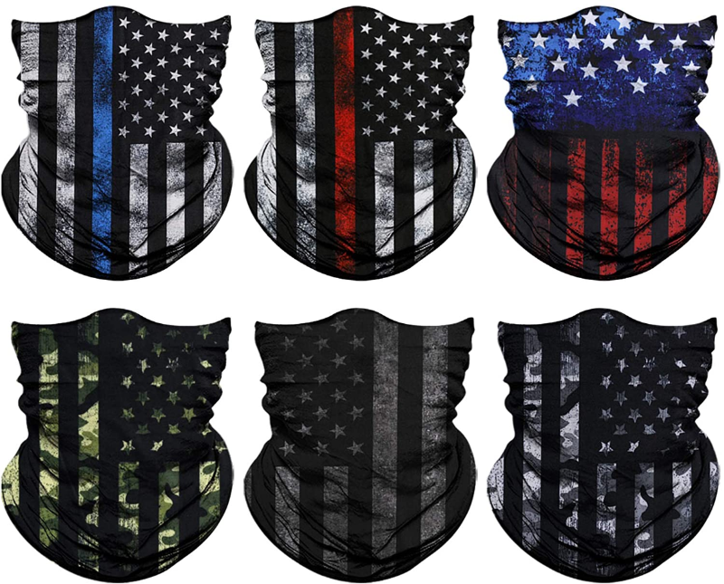 Photo 1 of Haute Hooks Black Flag 6-Pack Neck Mask Seamless Scarf Head Wrap UV Sun Shield for Heatwave.Perfect for Biking, Work Sites scarf head wrap