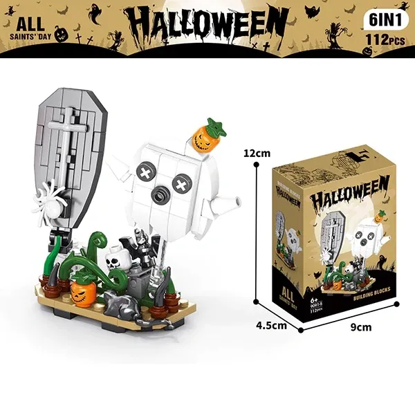 Photo 1 of 112PCS  Halloween 6-in-1 building blocks featured in a creator expert themed set
