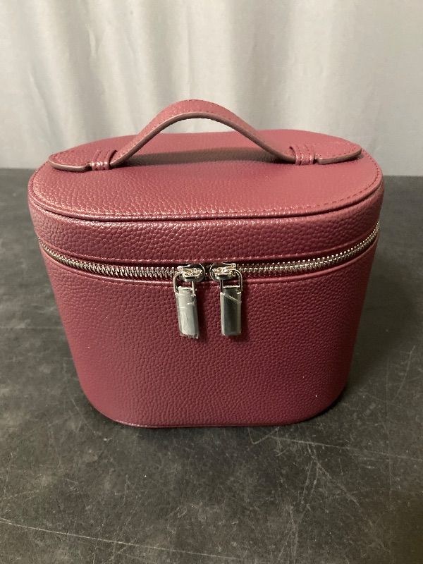 Photo 1 of Mauve Makeup Bag, Travel Make up Case with Compartments and Handle, Portable Cosmetic Organizer Bags,Toiletry Bag for Women