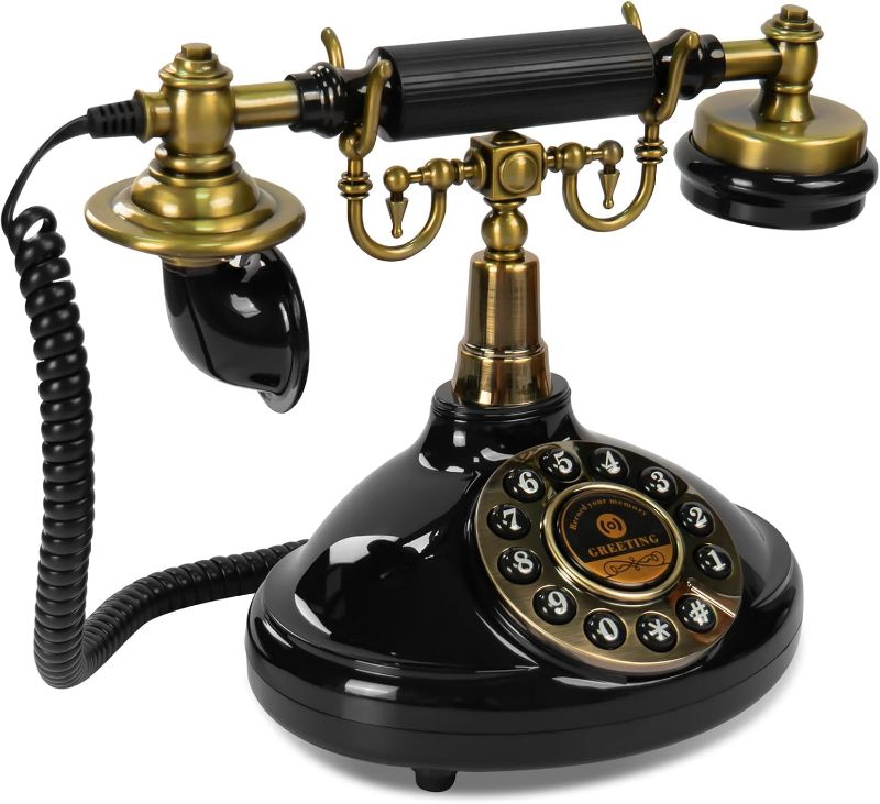 Photo 1 of Audio Guest Book Wedding Phone,Audio Guestbook Phone Vintage Style Audio Message Voicemail for Graduation Retirement Party Birthdays Baby Shower Special Occasions (Black)