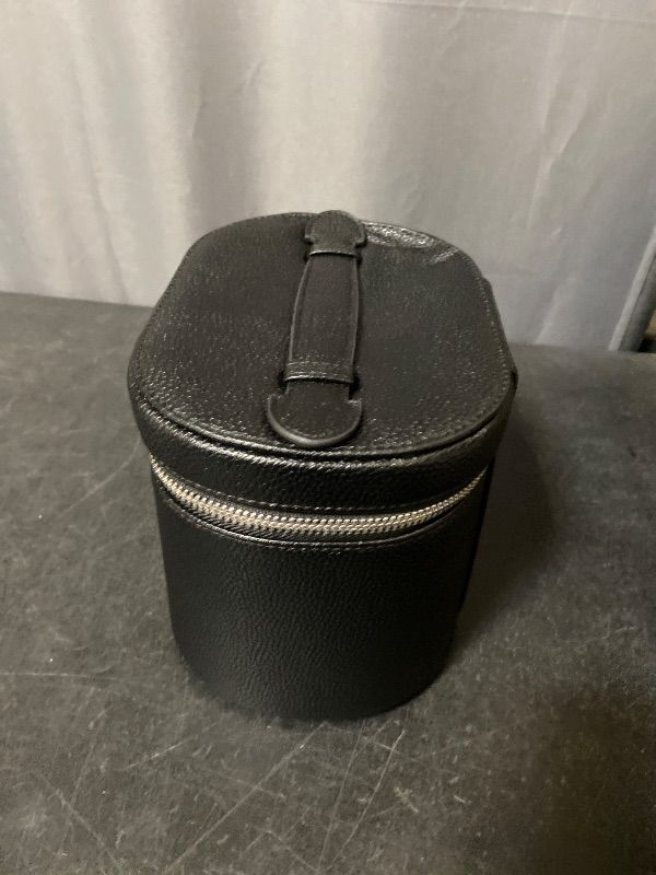 Photo 1 of Black Makeup Bag Vanity Case with Divider and Handle, Aesthetic Makeup Bags, Waterproof PU Leather Toiletry Bag for Women Girls, Portable Cosmetic Organizer Bag (01BLACK)