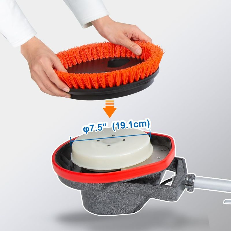 Photo 1 of Commercial Scrub Brush for Orbital Floor Scrubber, Compatible with Oreck Orbiter XL ORB550MC, Bissell BGEM9000, 12" Diameter, Heavy-Duty Brush, Orange