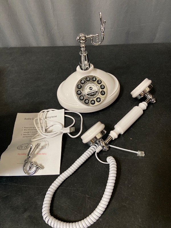 Photo 1 of Audio Guest Book Wedding Phone, Audio Guestbook Phone Vintage Style Audio Message Voicemail for Graduation Retirement Party Birthdays Baby Shower Special Occasions (White)