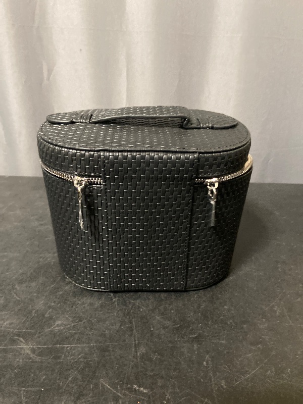 Photo 1 of Makeup Bag Travel Makeup Bag with Compartments and Handle Portable Toiletry Bag for Women- Black