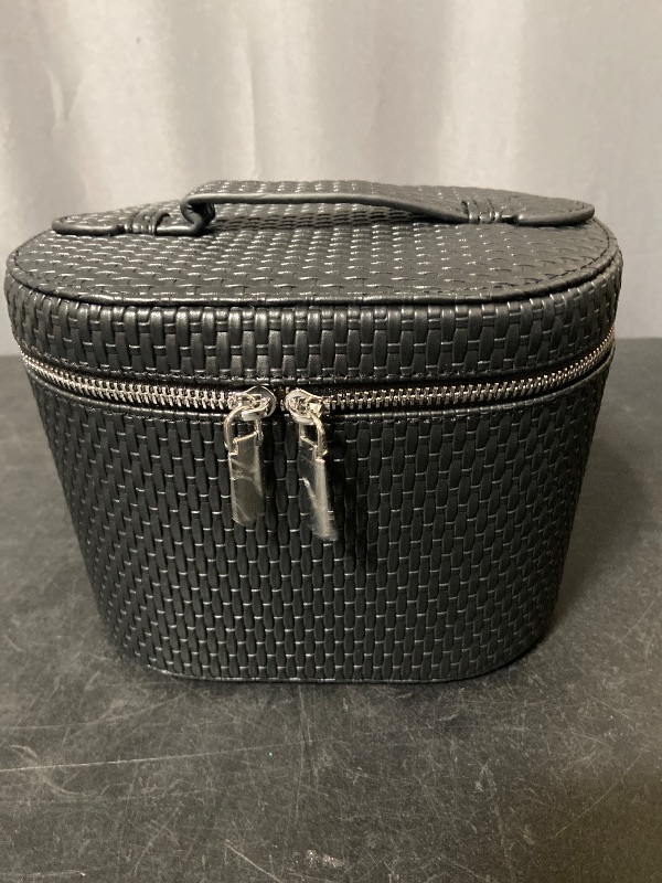 Photo 1 of Makeup Bag Travel Makeup Bag with Compartments and Handle Portable Toiletry Bag for Women- Black