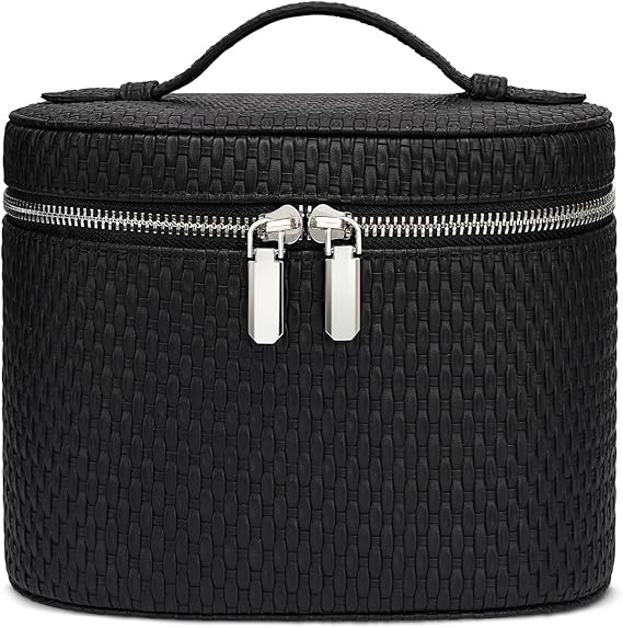 Photo 1 of Makeup Bag Travel Makeup Bag with Compartments and Handle Portable Toiletry Bag for Women- Black