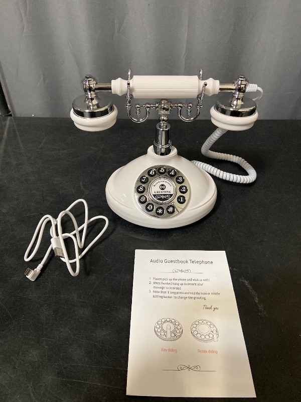 Photo 1 of Audio Guest Book Wedding Phone, Audio Guestbook Phone Vintage Style Audio Message Voicemail for Graduation Retirement Party Birthdays Baby Shower Special Occasions (White)