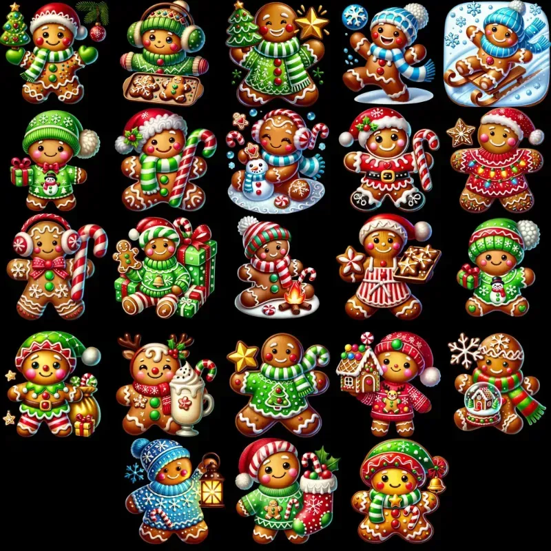 Photo 1 of 24PCS Christmas Wooden Ornaments - 12 Unique Patterns with Hemp Rope | Xmas Tree, Home & Garden Decor- Christmas Gingerbread man W/Toys