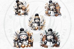 Photo 1 of 24 PCS Christmas Wooden Ornaments - 12 Unique Patterns with Hemp Rope | Xmas Tree, Home & Garden Decor - Black & Gold Snowman