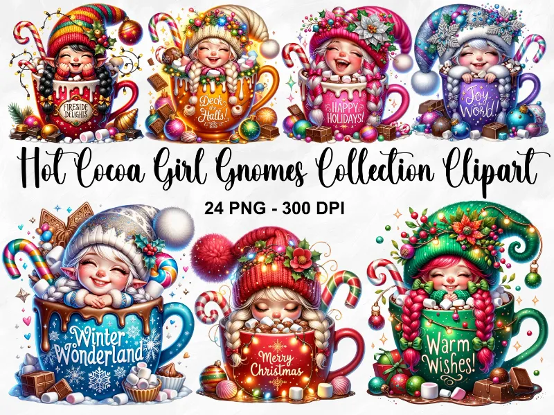 Photo 1 of 24 PCS Christmas Wooden Ornaments - 12 Unique Patterns with Hemp Rope | Xmas Tree, Home & Garden Decor - Hot Coco Elf Girls