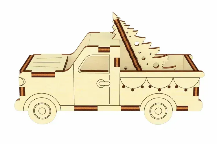 Photo 1 of 6pk Wooden Nativity Christmas truck - laser cut file, Glow forge pattern DIY