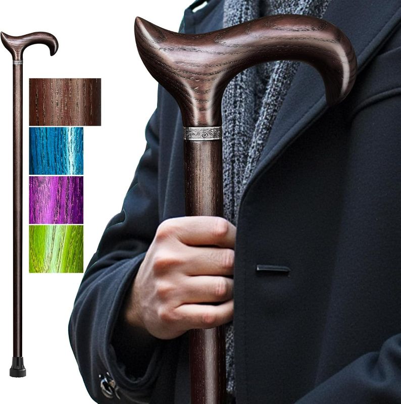 Photo 1 of Walking Cane, Available in Multiple Inches Wooden Cane Support up to 300 Lbs, Suitable for Fancy Wooden Walking Cane for Men and Women with Extreme Demands
