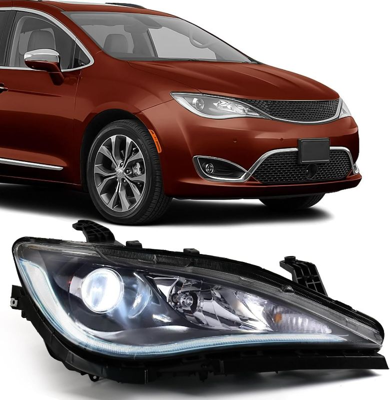 Photo 1 of FIONE Headlights Assembly Compatible with Chrysler Pacifica 2018 2019 2020 (Not Fit for Hybrid) halogen Projector Headlamp Right Passenger Side RH