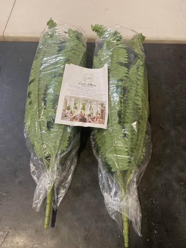 Photo 1 of LuceAlberi Artificial Boston Fern Bush - Set of 2 45Inch Fake Ferns with 55 Fronds, Large Hanging Faux Plants Decor, UV Resistant Faux Fern Vines Silk Greenery for Outdoor Indoor, Porch, Farms, Patio