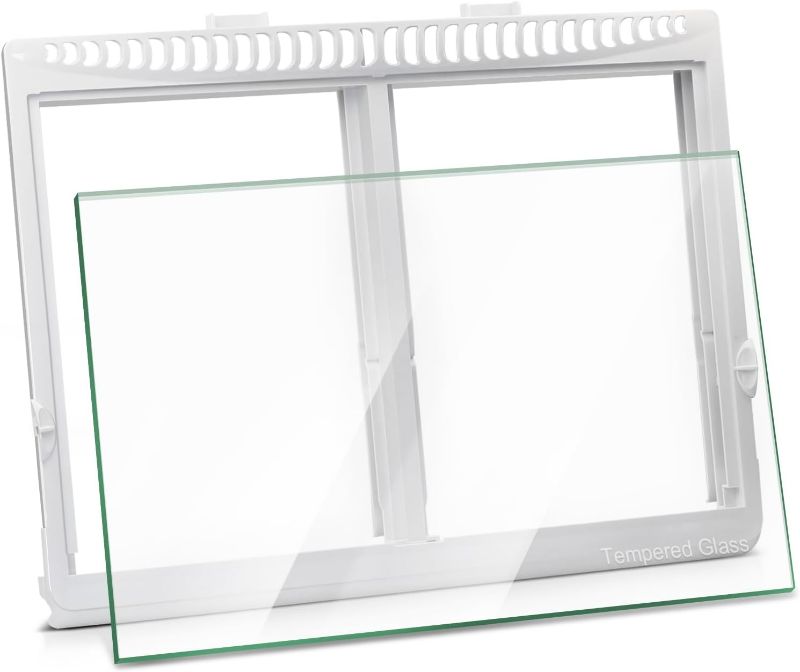 Photo 1 of 240364787 Refrigerator Crisper Drawer Cover Frame with 240350608 Crisper Glass Replacement for Frigidaire kenmore Drawer Replacement,for Frigidaire Glass Shelf Replacement
