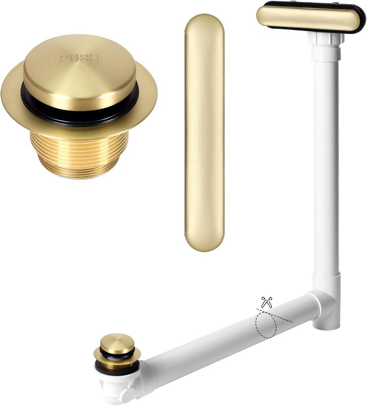 Photo 1 of Slotted Overflow Bath Drain with Toe-Tap Stopper, Compatible with Kohler Elevance/Archer/Underscore/Rêve/Parity Baths and whirlpools, Easy Installation, Slotted Overflow Bath Drain