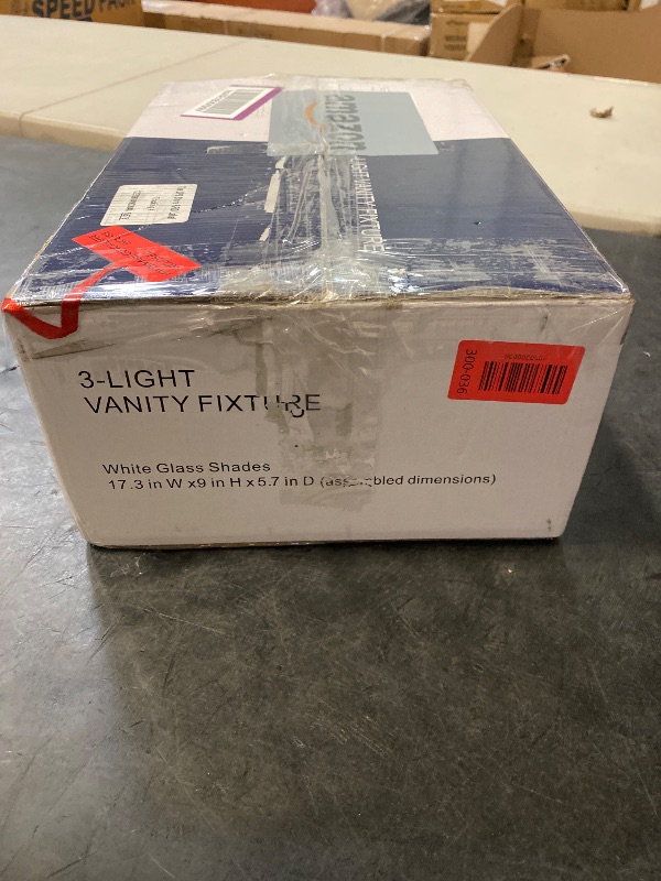 Photo 1 of  Brushed Nickel Bathroom Light Fixtures, 3-Light Modern Vanity Light Over Mirror, Wall Sconces with Milky White Frosted Glass Shades, E26 Socket (Bulbs Not Included)

