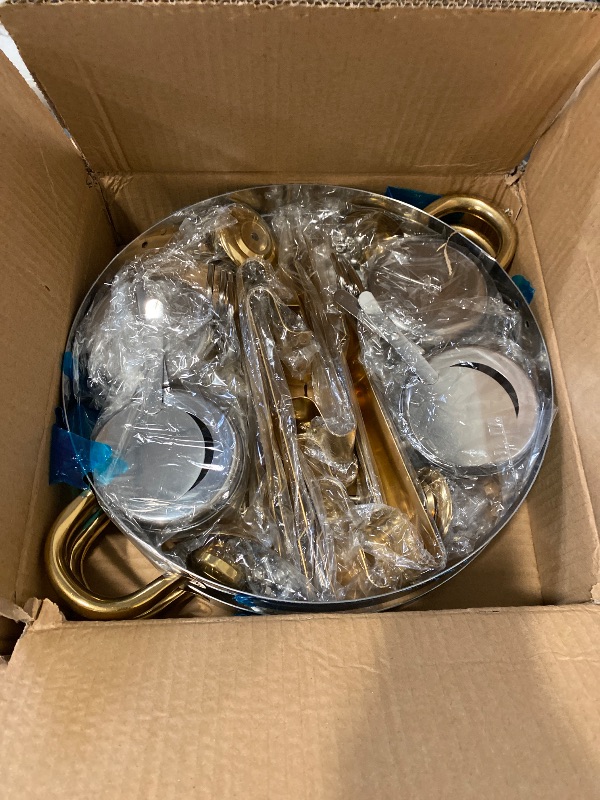 Photo 1 of ALSO GO Round Chafing Dishes for Buffet with 4 Serving Tongs, 4 Pack 6QT Chafing Dishes Buffet Set, Golden Stainless Steel Catering Food Warmer for for Party, Gathering,Wedding