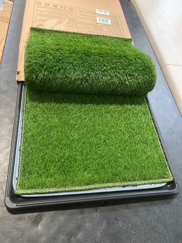 Photo 1 of Hompet Dog Grass Pad with Tray Large, 29"x20.5", 2 Reusable Artificial Turf for Dogs Potty, Waterproof Non-Slip Washable Pee Pads, Quickly Absorbency Portable Dog Litter Box for Indoor/Outdoor Use