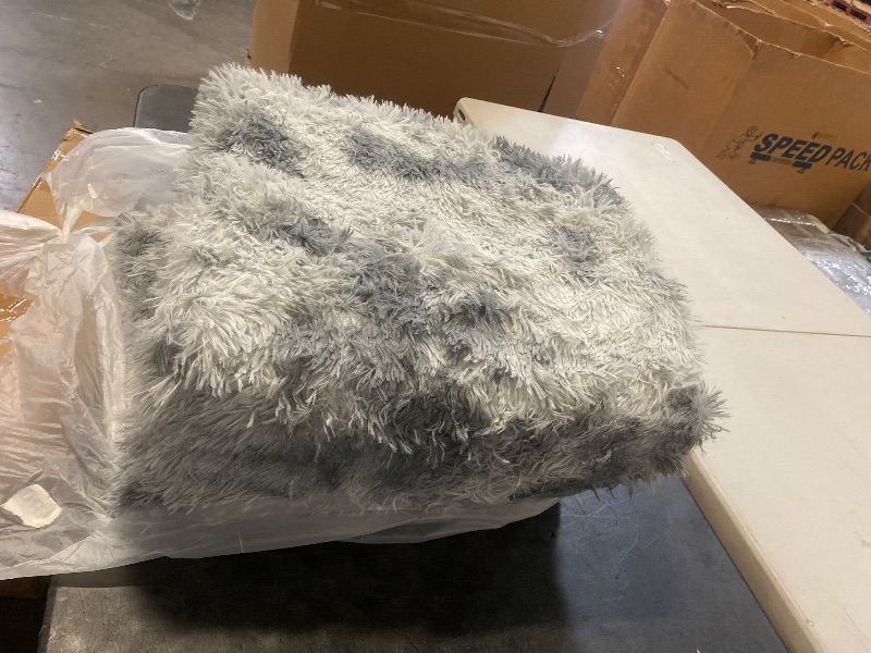 Photo 1 of Silky Soft Faux Fur Shaggy Rug, 8 ft. x 10 ft. Gray Fluffy Sheepskin AreaRug, Rectangle Rug for Living Room, Bedroom, Kid's Room, or Nursery, Home Décor Accent, Machine Washable with Non-Slip Backing