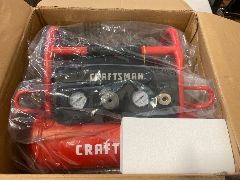 Photo 1 of CRAFTSMAN Air Compressor, 2 Gallon Portable Air Compressor 1/3HP Max 125 PSI Oil-Free Light Weight with 10 PCS Accessory Kit