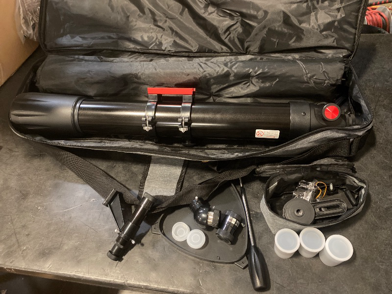 Photo 1 of 90mm Aperture Refractor Telescope for Adults and Beginners, 900mm Focal Length, 36X-450X Magnification with Stainless Steel Tripod, Phone Adapter and Carry Bag