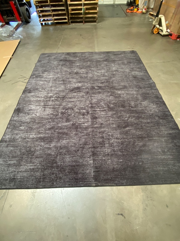 Photo 1 of 8x9.9 Washable Rug for Living Room Non-Slip Modern Abstract Area Rug Stain Resistant Large Bedroom Rug Contemporary Accent Throw Floor Carpet Solid Rug for Dining Room Home Decor, Dark Grey