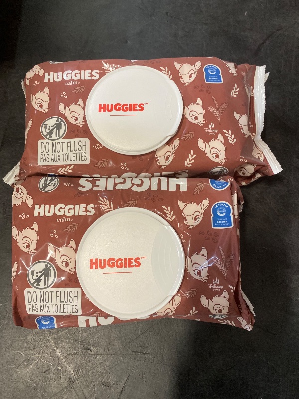 Photo 1 of Huggies Calm Baby Wipes, 2 Push Button Packs Unscented, 112 Count