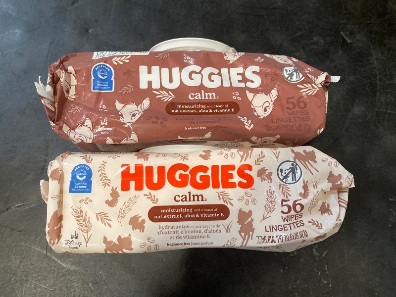 Photo 1 of Huggies Calm Baby Wipes, 2 Push Button Packs Unscented, 112 Count 