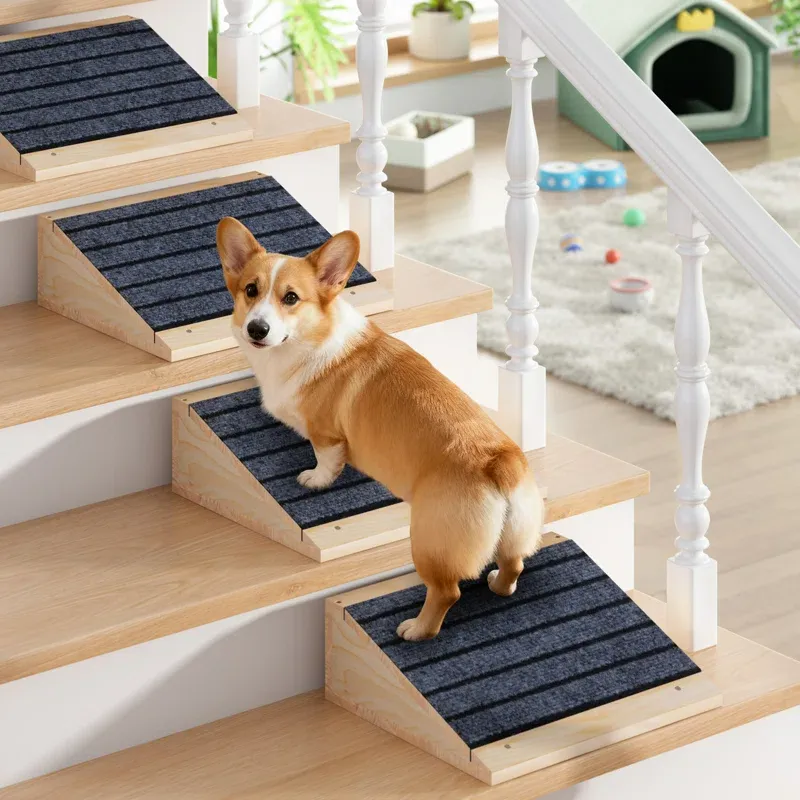 Photo 1 of 2-Pack Pet Stairs For Small Dogs - Portable Non-slip Wooden Pet Steps & Ramp For Elderly Or Injured Pets