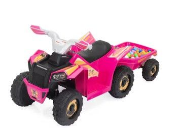 Photo 1 of 6 Volt Kids Electric ATV Toddler Ride On Toy 4-Wheeler Quad Car with Trailer, Bluetooth and music, Pink