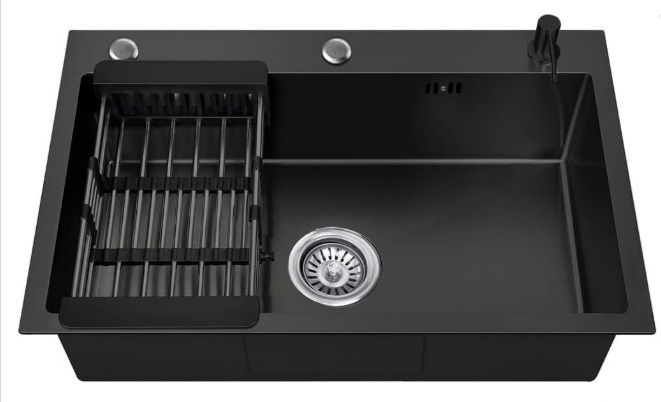 Photo 1 of 19.75* 16 in Drop In Kitchen Sink with 3 Holes,Black Topmount Stainless Steel Single Bowl Sinks With Drain Basket 
