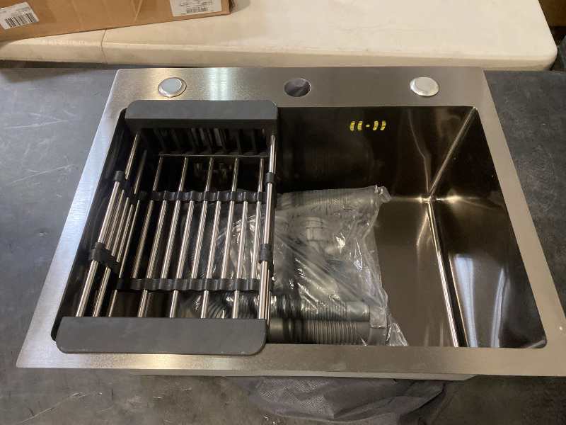 Photo 1 of 19.75* 16 in Drop In Kitchen Sink with 3 Holes,Black Topmount Stainless Steel Single Bowl Sinks With Drain Basket 
