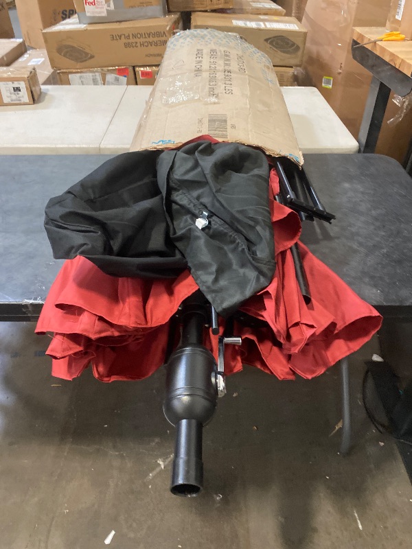 Photo 1 of Walsunny 13 ft Outdoor Patio Umbrella with Base Included, Large Double-Sided Rectangular Umbrella with Crank Handle for Outside, Red
