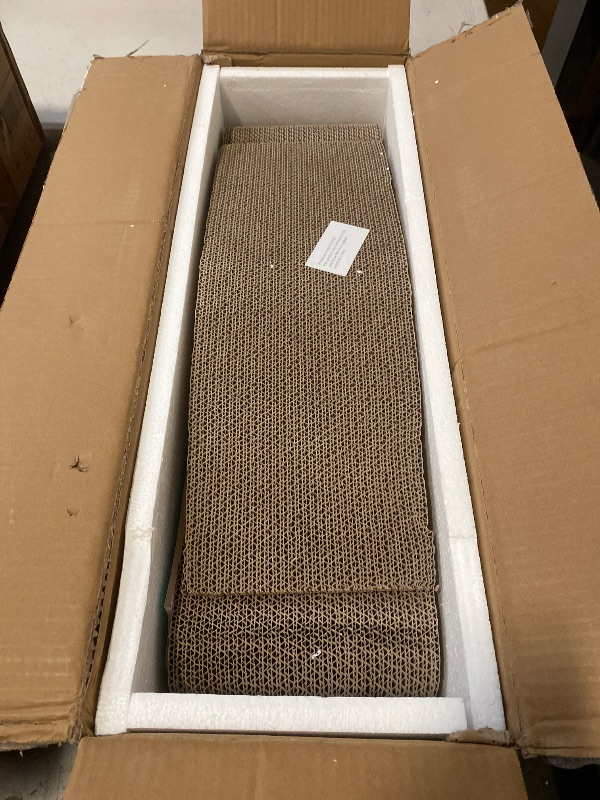 Photo 1 of COZIWOW Double-Sided Cat Scratcher Lounge with Feather Spring Toy Corrugated Cardboard Scratching Pad for Indoor Cats
