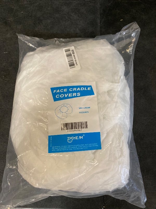 View 2 of ZMDREAM Disposable Fitted Face Cradle Headrest Covers 75-Pack White | Premium Non-Woven Material Soft and Breathable Fits Most Massage Tables Ideal for Spa...