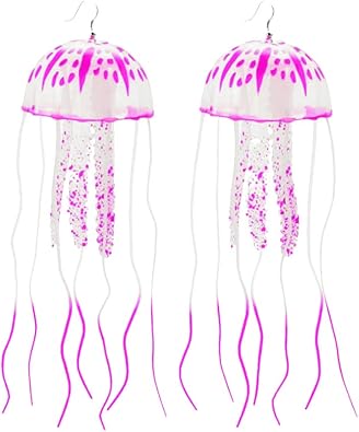 Photo 1 of purple Fluorescent Color 3D Jellyfish Earrings Jellyfish hanging drops Strange Earrings Glow in the Dark Party Decoration Party earrings for women
