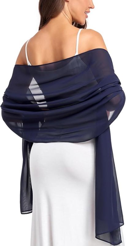 Photo 1 of Size: 78.7 x 23.6 inches
Navy Shawl and Wrap for Evening Dresses Wedding Sheer Scarfs Women Scarve
Chiffon Shawl,Sheer Shawls and Wraps Bridal Scarve for Women, Dresses Shoulder Cover Up Formal Acessories,Silky Long Shawls