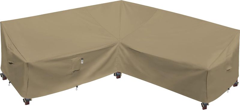 Photo 1 of Heavy Duty 600D Patio Couch Cover, Waterproof, Desert Khaki (V-Shaped-90 x 90")