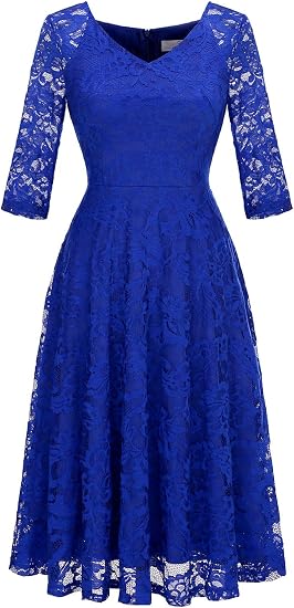 Photo 1 of Royal blue size XXL Dressystar Long Sleeves Lace A Line Formal Wedding Guest Dresses