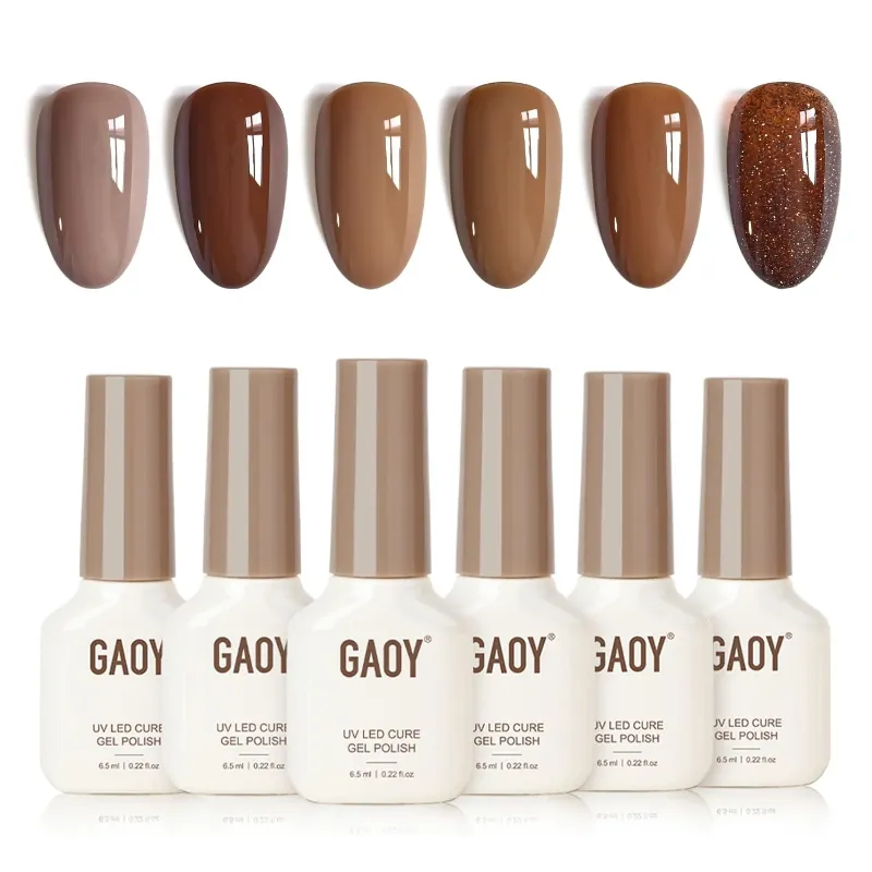 Photo 1 of GAOY hazelnut chocolate gel nail polish of 6 Sheer Gel Polish Kit for Salon Manicure and Nail Art DIY at Home
