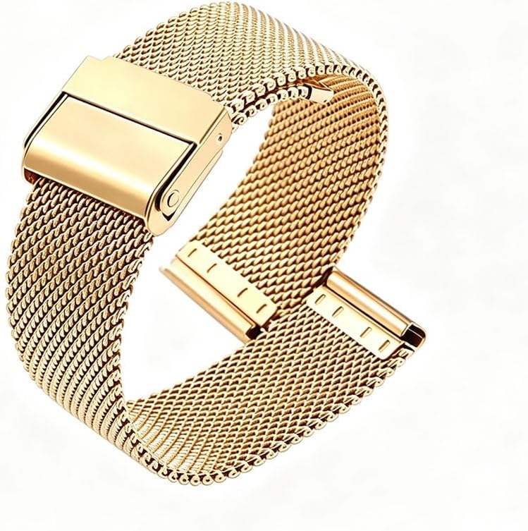 Photo 1 of 20mm Gold Stainless Steel Mesh Watch Band
Breathable Woven Metal Strap Lightweight Sweatproof Adjustable Wristband Secure Locking Buckle
