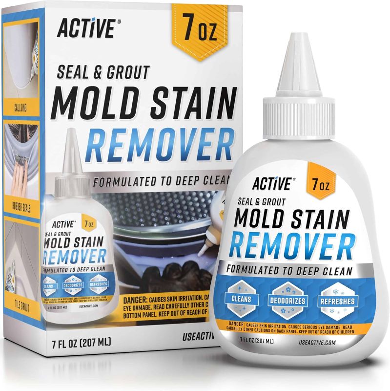 Photo 1 of ACTIVE Mold Stain Remover Gel Cleaner Heavy Duty Stain Cleaner for Front Loader Washing Machine Seal, Bathroom Grout, Shower, Caulk - Front Load Washer Cleaning Solution - 7 Fl Oz