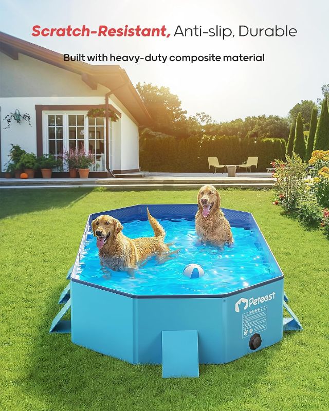 Photo 1 of Peteast Splash Pad for Dogs & Kids and Foldable Dog Pool with Sturdy Square Design